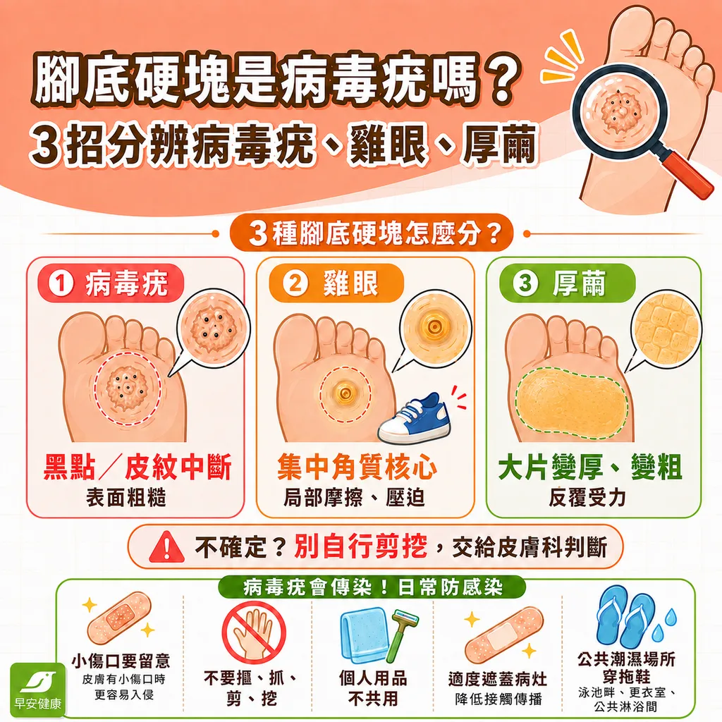 早安_腳底硬塊是病毒疣嗎?